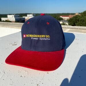 Vintage 90s North Carolina Machinery Co Hat SIze 6 Navy Blue Red